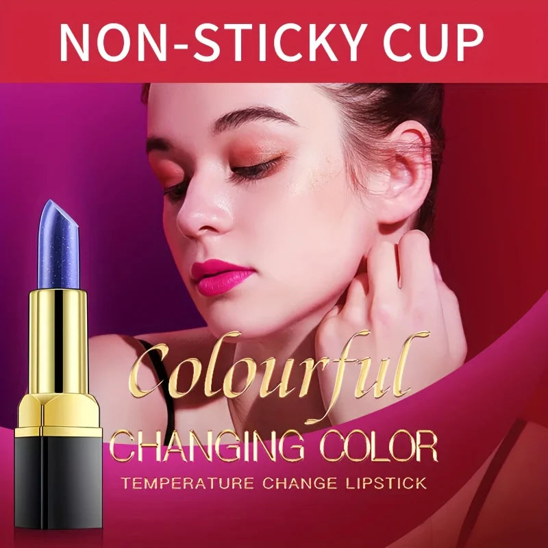 Magic Temperature Change Lipstick - Blue to Red Color Changing Lip Balm - Waterproof Base Makeup Beauty Cosmetic Stick