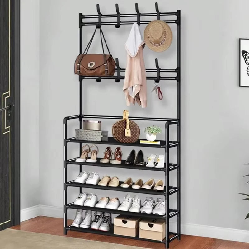 Closet Shelves, Halloween Decorations, 5 Tier Metal Shoe Rack with Coat Rack, Shoe and Clothes Organizer Shelf, Halloween Costumes, Fall Decoration, Festival Decoration