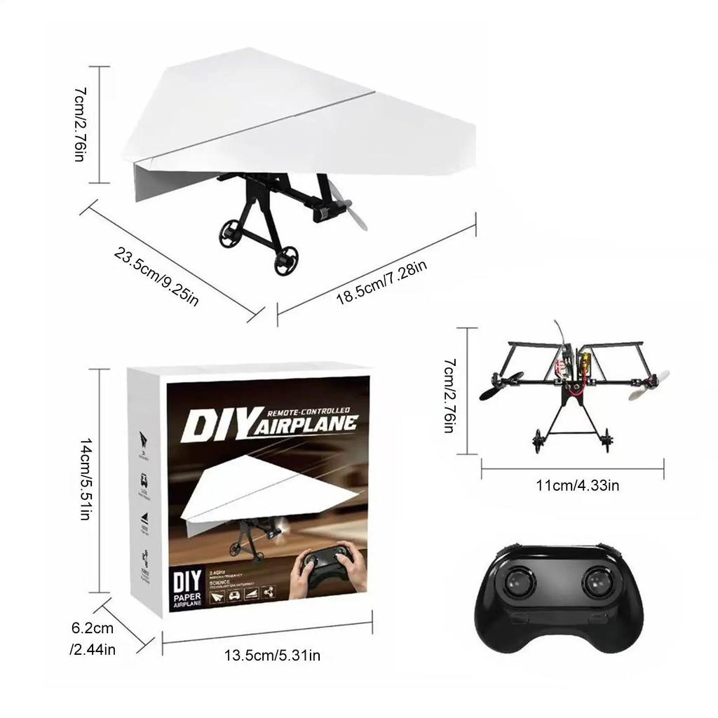 RC Paper Airplane Motor Kit Electric Plane Toy Electric Remote Control Plane for Boys Girls Backyard Park Beach Camping School