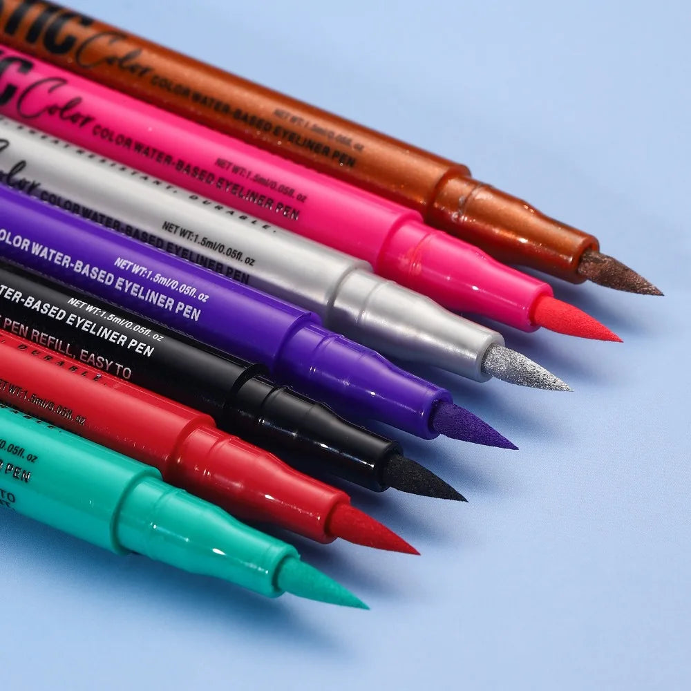 12 Colors Water-Based Eyeliner Liquid Matte Red Quick-Drying Smudge-Proof Smooth Eyeliner Pen Long-Lasting Eyes Makeup Cosmetics