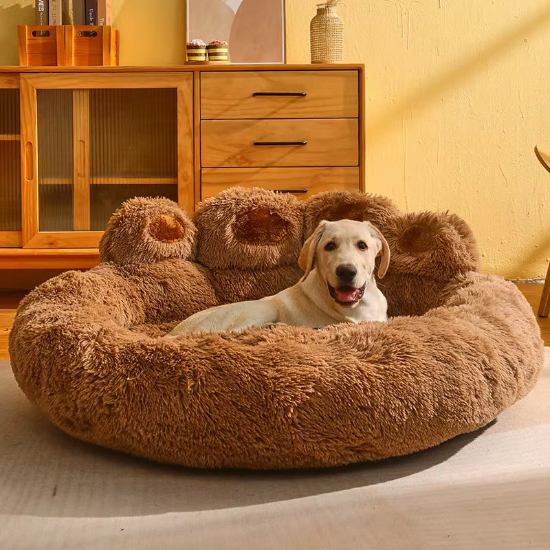 Winner Use Pet Soft Cushion Bear Paw Shaped Plush Faux Fur Comfortable Bed for Dog Cats Washable Mattress