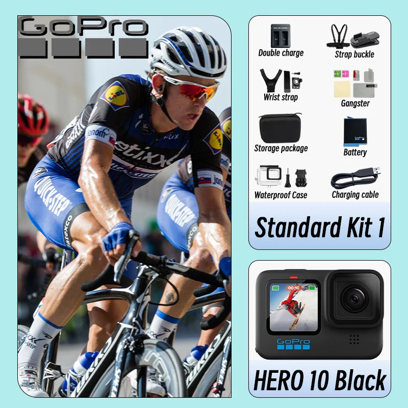 HERO10 Black Original Action Camera 5.3K Cycling Video Camera GP2 Chip 23MP HD Helmet Go Pro Sports Camera