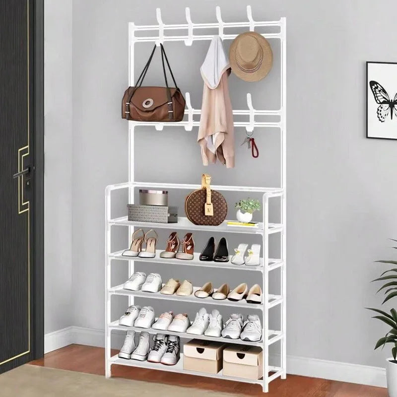 Closet Shelves, Halloween Decorations, 5 Tier Metal Shoe Rack with Coat Rack, Shoe and Clothes Organizer Shelf, Halloween Costumes, Fall Decoration, Festival Decoration