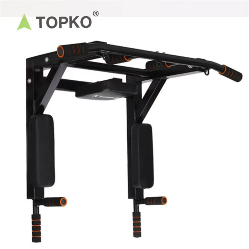 TOPKO Portable Mounted Doorway Pull up Bar Multi-Function Wall Chin up Bar with Dip Station Bars