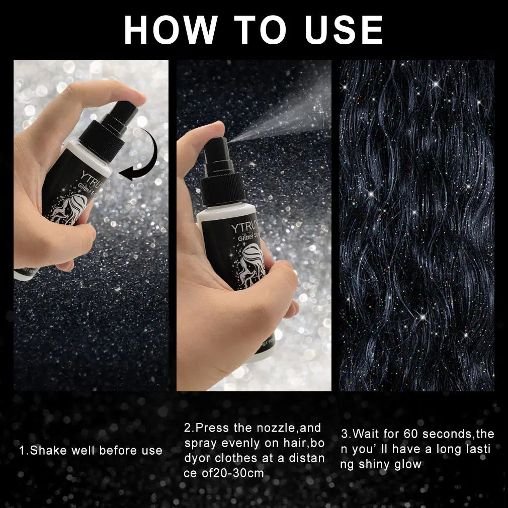 100Ml High Gloss Glitter Spray Shiny Sparkling Effect for Body Hair Clothes - Multi-Use Sparkle Spray