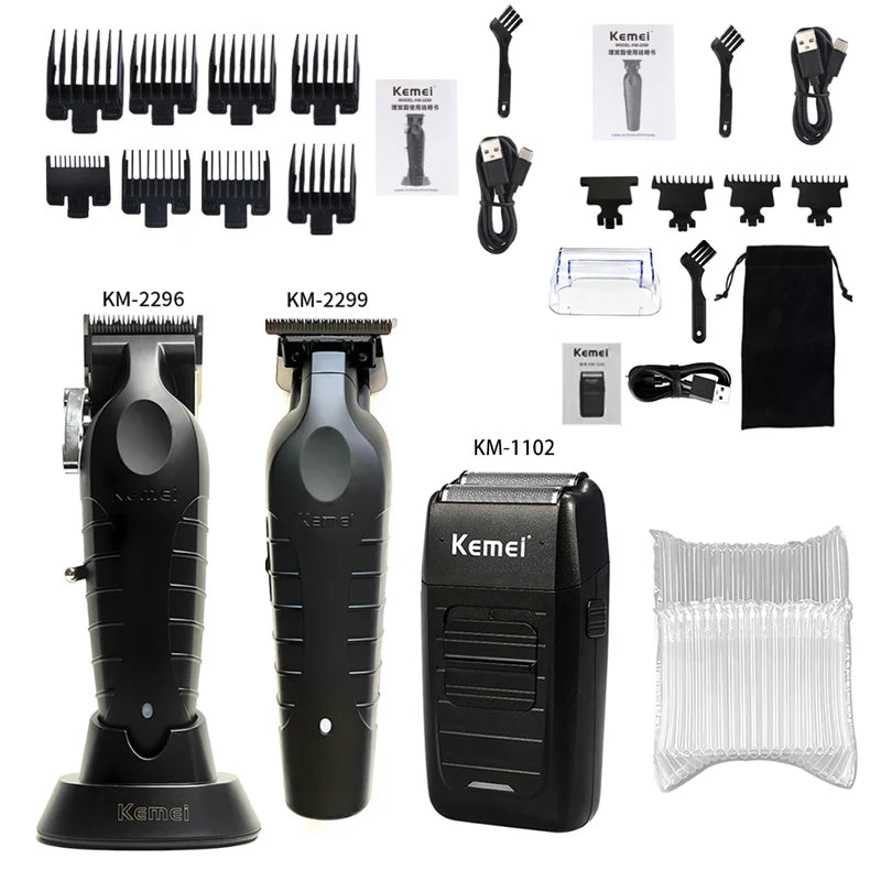 KM-2296 KM-2299 KM-1102 Hair Clipper Kit Men'S Electric Shaver Hair Trimmer Machine Professional Hair Cutting Machine