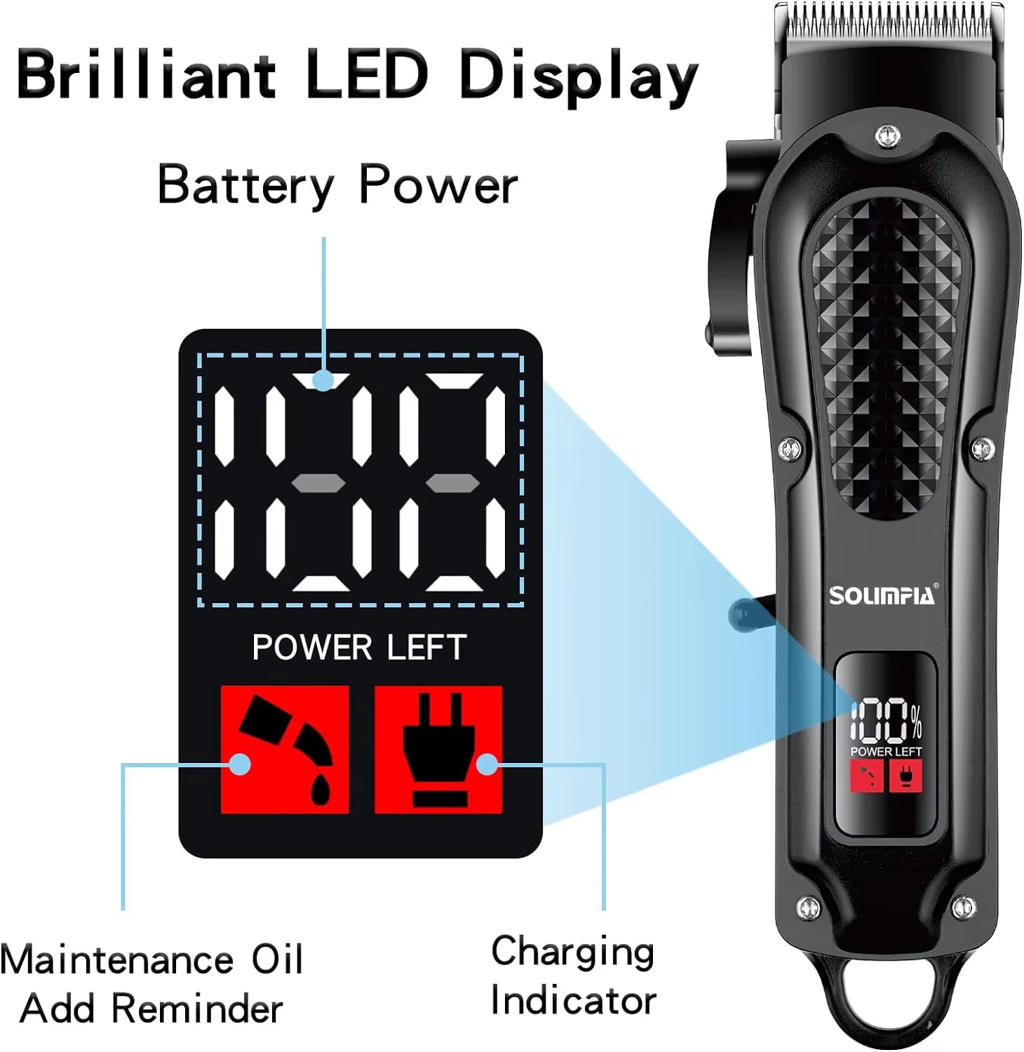 Solimpia Electric Hair Clippers Adjustable Hair Cutter Machine USB Charging Hair Trimmer for Men Grooming