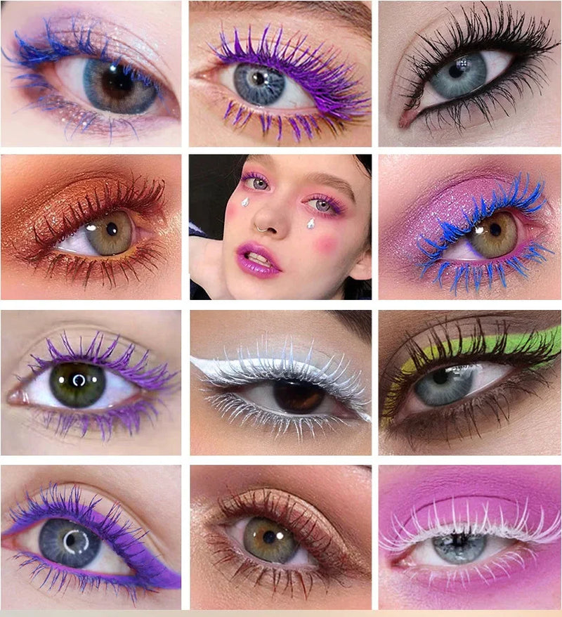 Waterproof Anti-Sweat Mascara Lengthens Eyelashes Extension Blue Silk Fiber Mascara Female Non-Smudge Mascara Makeup Cosmetic