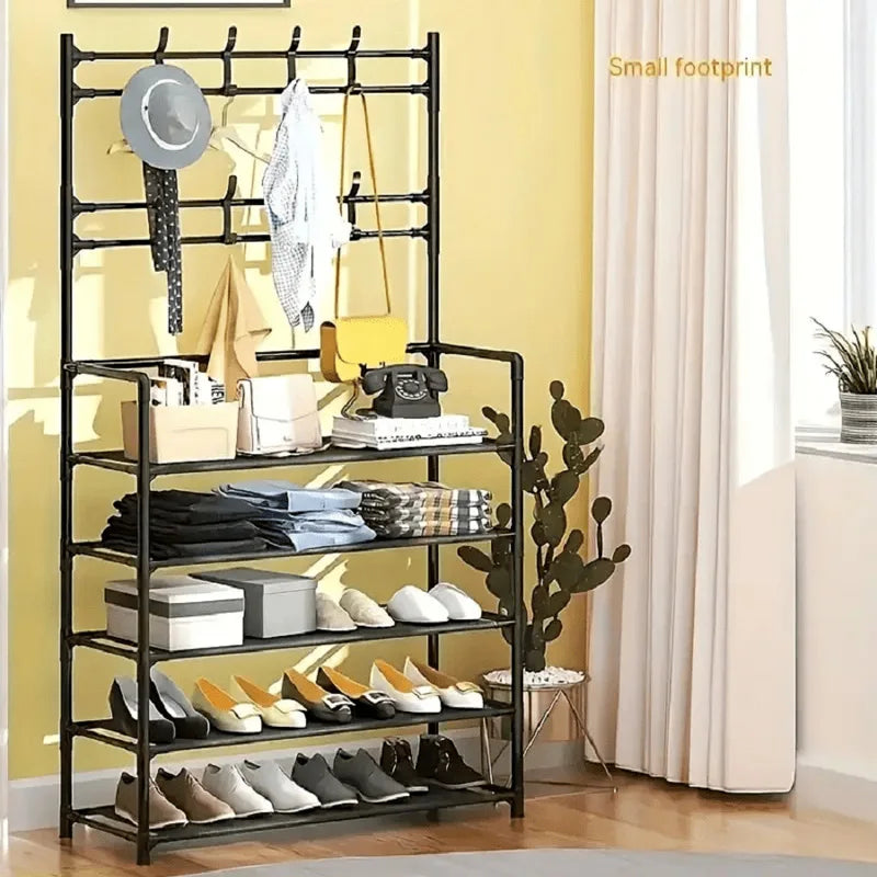 Closet Shelves, Halloween Decorations, 5 Tier Metal Shoe Rack with Coat Rack, Shoe and Clothes Organizer Shelf, Halloween Costumes, Fall Decoration, Festival Decoration