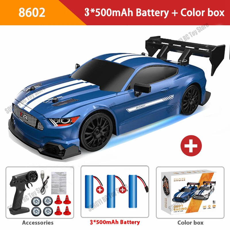4WD RC Car with LED Remote Control Cars High Speed Fast Drift Racing 2.4G Radio RTR Vehicle GTRPRO Model Toy Kids Children Gift