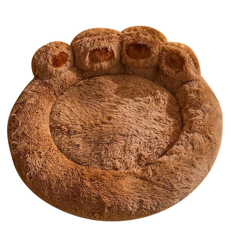 Winner Use Pet Soft Cushion Bear Paw Shaped Plush Faux Fur Comfortable Bed for Dog Cats Washable Mattress