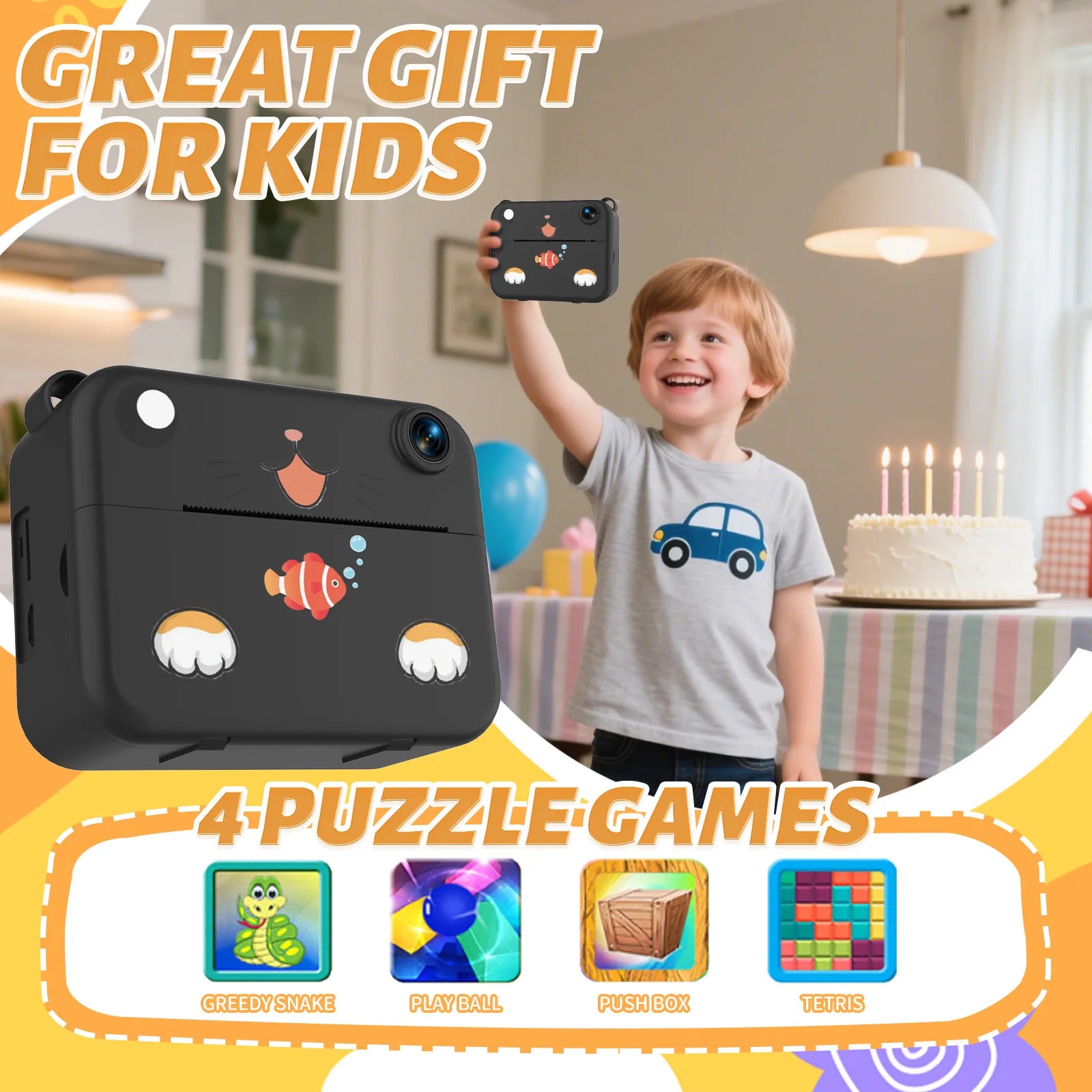 Digital Children Camera Kids Camera Instant Print Photo HD Video Recorder Mini Thermal Printer Best Birthday Festive Gifts 1080P