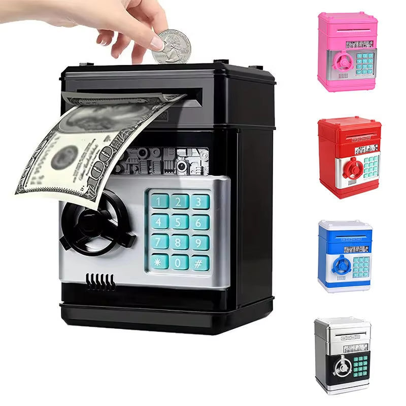 Children Safe Machine Electronic Coins Cash Coded Lock Password ATM Piggy Bank Safety Money Box for Kids Gift Coin Bank