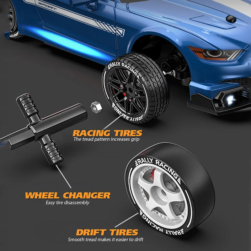 4WD RC Car with LED Remote Control Cars High Speed Fast Drift Racing 2.4G Radio RTR Vehicle GTRPRO Model Toy Kids Children Gift