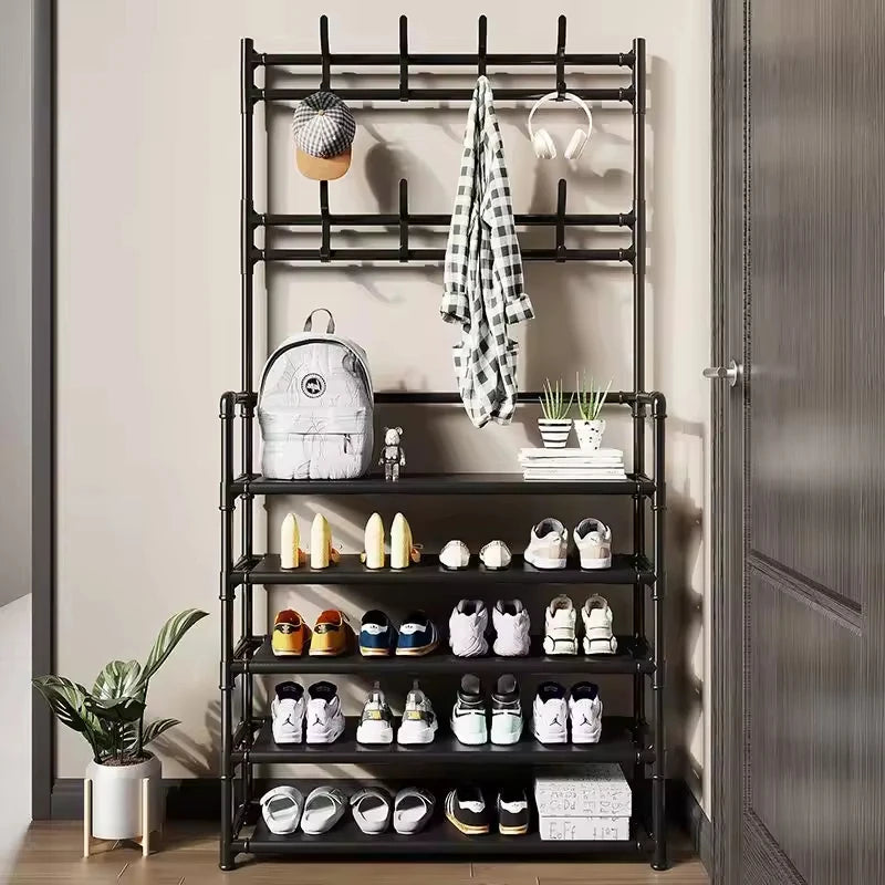 Closet Shelves, Halloween Decorations, 5 Tier Metal Shoe Rack with Coat Rack, Shoe and Clothes Organizer Shelf, Halloween Costumes, Fall Decoration, Festival Decoration