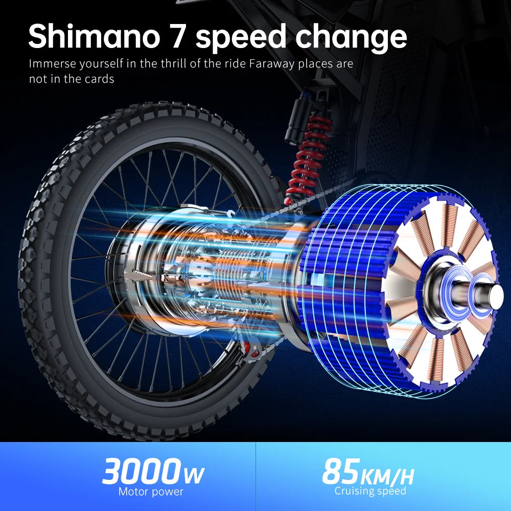 X21 Max Electric Motorcycles 6000W Brushless Gearless Motors 60V30AH Lithium Battery Speed 85Kmh Adult off Road MTB Ebike