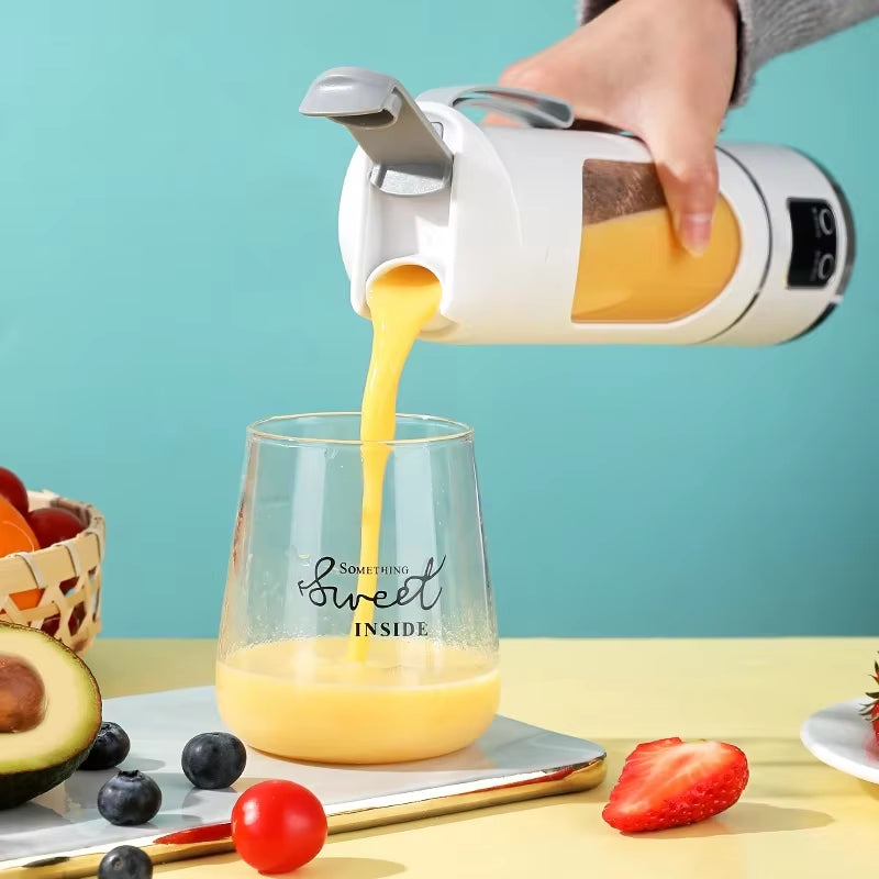 10 Blades Portable Fruit Juicer 450Ml Capacity 3 Gears USB Rechargeable Blender Ice Crusher, Can Make Smoothies/Ice