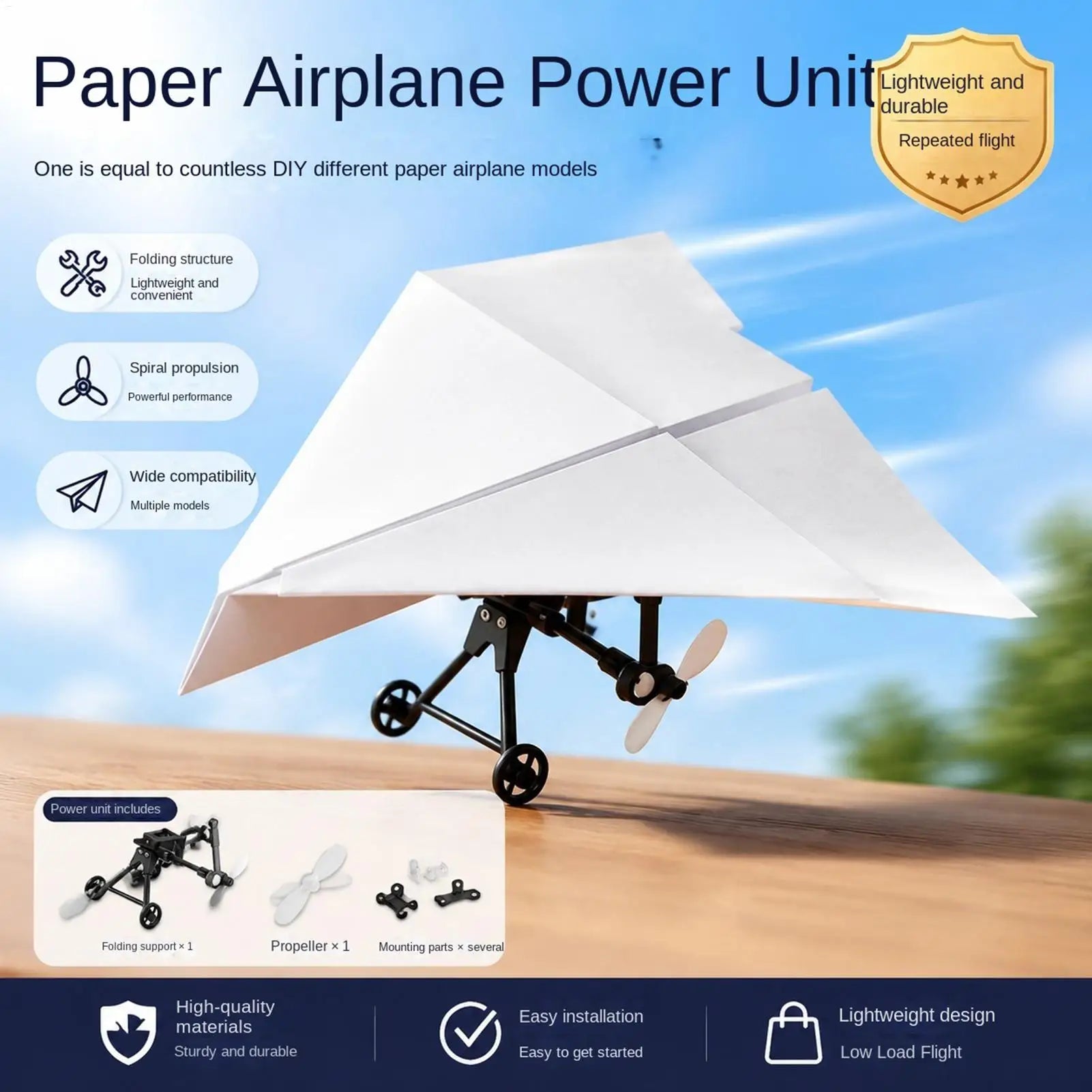 RC Paper Airplane Motor Kit Electric Plane Toy Electric Remote Control Plane for Boys Girls Backyard Park Beach Camping School