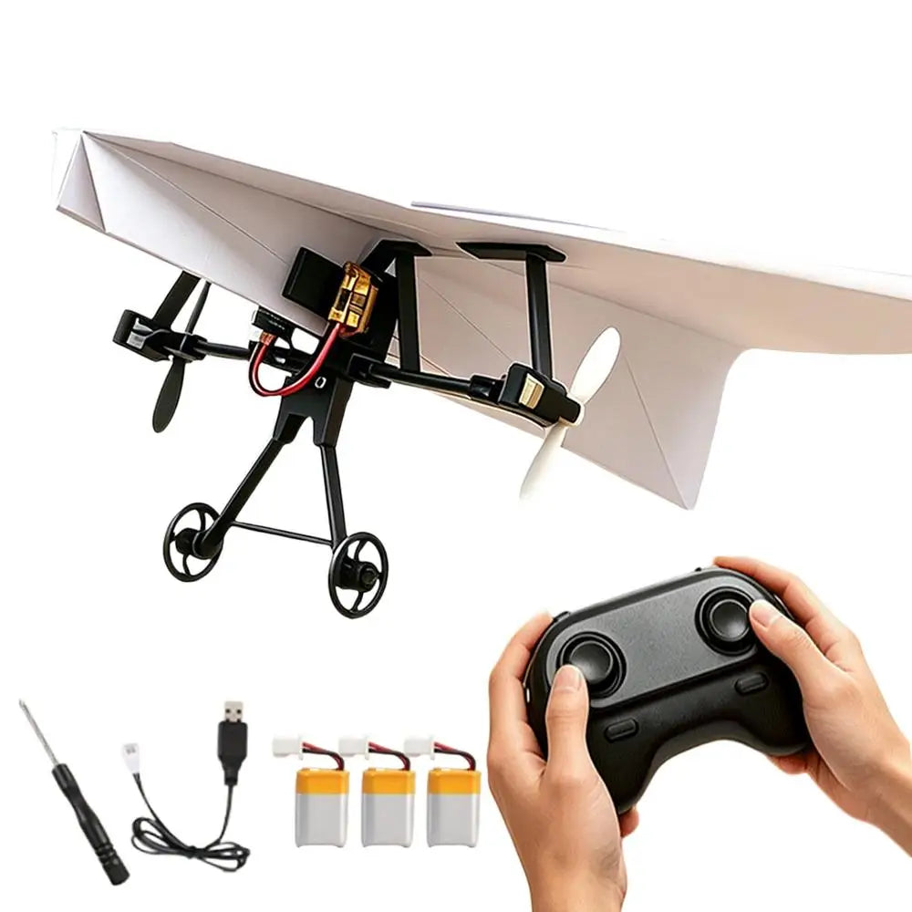RC Paper Airplane Motor Kit Electric Plane Toy Electric Remote Control Plane for Boys Girls Backyard Park Beach Camping School