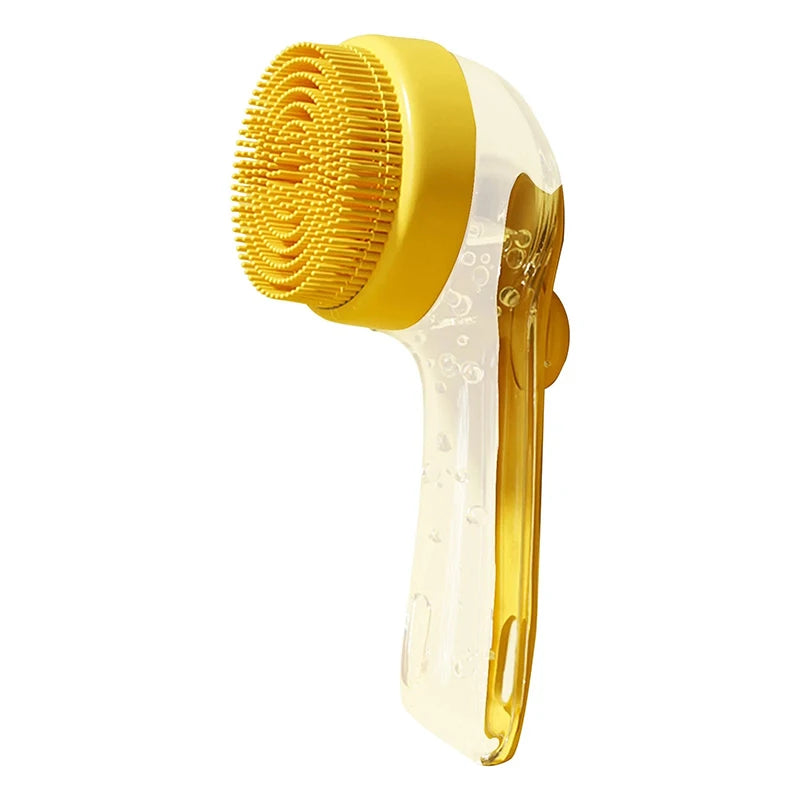 Pet Bathing Brush Long Handle Soft Silicone Shower Clean Tools Grooming Scrubber with Shampoo Dispenser Bath Brush for Dog & Cat