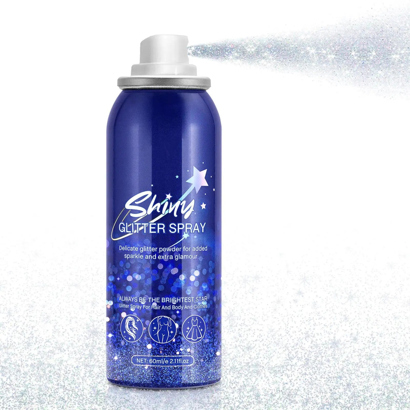 Shiny Body Glitter Spray Waterproof Body Shiny Spray Glitter Hairspray for Home Party Clubs Evening Party Stage Makeup Dating