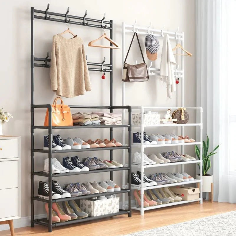Closet Shelves, Halloween Decorations, 5 Tier Metal Shoe Rack with Coat Rack, Shoe and Clothes Organizer Shelf, Halloween Costumes, Fall Decoration, Festival Decoration