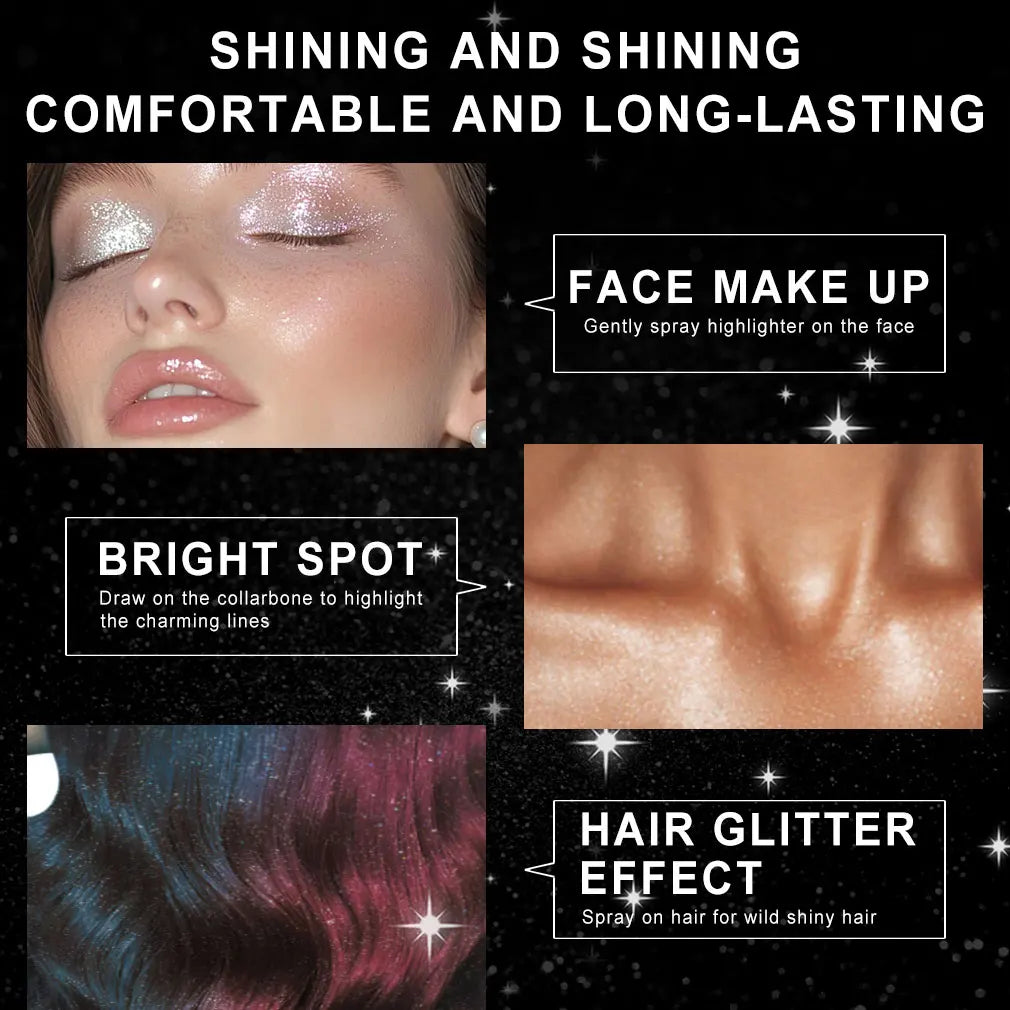 100Ml High Gloss Glitter Spray Shiny Sparkling Effect for Body Hair Clothes - Multi-Use Sparkle Spray